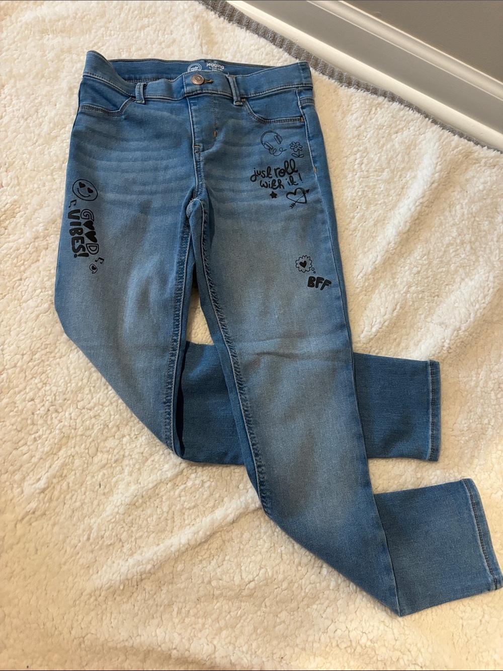 wonder nation Light Blue Girls' Graphic Jeans
